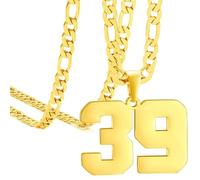 HIJONES Donna Uomo Numero Pendente Collana Charm Catena Gioielli Personalizzati Oro 39