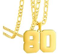 HIJONES Donna Uomo Numero Pendente Collana Charm Catena Gioielli Personalizzati Oro 80