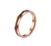 HIJONES Donne Acciaio al Tungsteno Venature del Legno Intarsiate Whisky Barile Pianura Coppia Anello di Nozze Curvo Promessa Band 4MM Oro Rosa Taglia 19