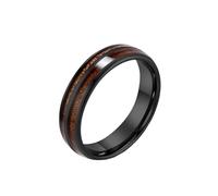 HIJONES Donne Acciaio al Tungsteno Venature del Legno Intarsiato Acero Coppia Anello di Fidanzamento Bordi Smussati Comfort Fit 6MM Nero Taglia 17