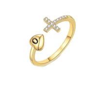 HIJONES Donne Acciaio Inox 26 Initial Amore Cuore Croce Zirconia Anello Eternità Regolabile O