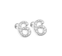 HIJONES Donne Acciaio Inox Leggero Lucky Angel Numerali Cubic Zircon Orecchio Orecchini Rotondo Pera Palla Indietro Argento 6