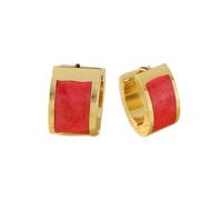 HIJONES Donne Acciaio Inox Orecchini A Lobo Huggie Hoop Con Smalto Multicolore Leggero Leggero Rosso