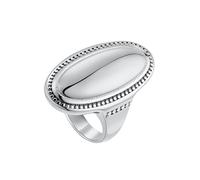 HIJONES Donne Acciaio Inox Ovale Checker Groove Rugby Ball Groove Dome Signet Anello Gioielli da Sposa Argento Taglia 22