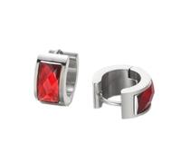 HIJONES Donne Acciaio Inox Taglio Genstome Vetro Cristallo Huggie Hoop Orecchio Orecchini Charm Gioielli da Sposa Argento Rosso