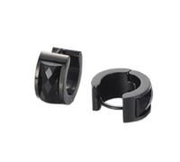 HIJONES Donne Acciaio Inox Taglio Genstome Vetro Cristallo Huggie Hoop Orecchio Orecchini Charm Gioielli da Sposa Nero Nero