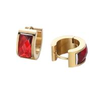 HIJONES Donne Acciaio Inox Taglio Genstome Vetro Cristallo Huggie Hoop Orecchio Orecchini Charm Gioielli da Sposa Oro Rosso