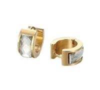HIJONES Donne Acciaio Inox Taglio Genstome Vetro Cristallo Huggie Hoop Orecchio Orecchini Charm Gioielli da Sposa Oro Bianco