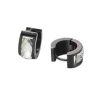 HIJONES Donne Acciaio Inox Taglio Genstome Vetro Cristallo Huggie Hoop Orecchio Orecchini Charm Gioielli da Sposa Nero Bianco