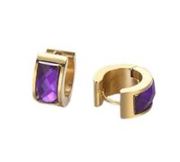 HIJONES Donne Acciaio Inox Taglio Genstome Vetro Cristallo Huggie Hoop Orecchio Orecchini Charm Gioielli da Sposa Oro Viola