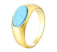 HIJONES Donne Uomini Multicolor Ovale Gemstone Anelli Band Acciaio Inossidabile Dichiarazione Matrimonio Anniversario Promessa Gioielli Oro Blu Misura 22