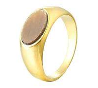 HIJONES Donne Uomini Multicolor Ovale Gemstone Anelli Band Acciaio Inossidabile Dichiarazione Matrimonio Anniversario Promessa Gioielli Oro Marrone Misura 27