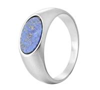HIJONES Donne Uomini Multicolor Ovale Gemstone Anelli Band Acciaio Inossidabile Dichiarazione Matrimonio Anniversario Promessa Gioielli Argento Blu Scuro Misura 14