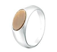 HIJONES Donne Uomini Multicolor Ovale Gemstone Anelli Band Acciaio Inossidabile Dichiarazione Matrimonio Anniversario Promessa Gioielli Argento Marrone Misura 27