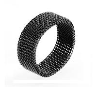 HIJONES Donne Uomo Acciaio Inossidabile Moda Tessere Intrecciate Maglia Anello Nero Dimensione 25