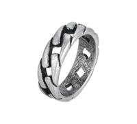 HIJONES Donne Uomo Acciaio Inox Anello a Catena Solida Statement Gotico 7MM Anello da Mignolo Argento Antico Taglia 29