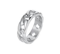 HIJONES Donne Uomo Acciaio Inox Anello a Catena Solida Statement Gotico 7MM Anello da Mignolo Argento Taglia 14