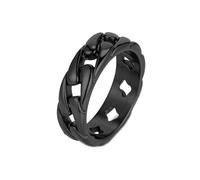 HIJONES Donne Uomo Acciaio Inox Anello a Catena Solida Statement Gotico 7MM Anello da Mignolo Nero Taglia 14