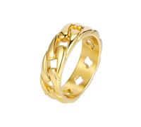 HIJONES Donne Uomo Acciaio Inox Anello a Catena Solida Statement Gotico 7MM Anello da Mignolo Oro Taglia 22