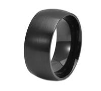 HIJONES Donne Uomo Acciaio Inox Banda di Nozze Semplice 2 4 6 8 10MM Piano Cupola Opaco 4MM Larghezza 10MM Nero Taglia 22