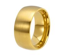 HIJONES Donne Uomo Acciaio Inox Banda di Nozze Semplice 2 4 6 8 10MM Piano Cupola Opaco 4MM Larghezza 10MM Oro Taglia 27