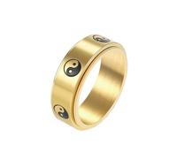 HIJONES Donne Uomo Dao Tai Chi Yin-Yang Rotante Anello Acciaio Inossidabile Gioiello Personalizzato Oro Taglia 17