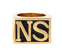 HIJONES Gioielli Uomo Biker Acciaio Inossidabile Anelli, NS, Vintage, Oro e Nero, Taglia 31