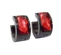HIJONES Multicolor Orecchini Placcati Neri per Donne Orecchini Hoop Huggie Cubic Zirconia Leggero Orecchio Gioielli Rosso