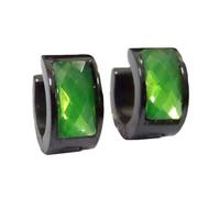 HIJONES Multicolor Orecchini Placcati Neri per Donne Orecchini Hoop Huggie Cubic Zirconia Leggero Orecchio Gioielli Verde Chiaro