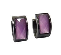 HIJONES Multicolor Orecchini Placcati Neri per Donne Orecchini Hoop Huggie Cubic Zirconia Leggero Orecchio Gioielli Viola Chiaro