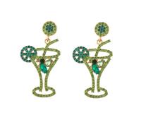 HIJONES Orecchini a Bottone con Calice da Cocktail in Zirconia Cubica per Donna Gioielli Orecchini Esagerati Personalizzati Stile 2