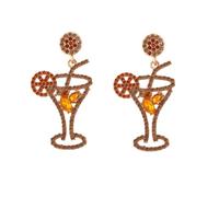 HIJONES Orecchini a Bottone con Calice da Cocktail in Zirconia Cubica per Donna Gioielli Orecchini Esagerati Personalizzati Stile 1