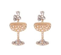 HIJONES Orecchini a Bottone con Calice da Cocktail in Zirconia Cubica per Donna Gioielli Orecchini Unici Esagerati Personalizzati Stile 3