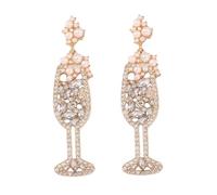HIJONES Orecchini a Bottone con Calice di Champagne in Zirconia Cubica per Donna Gioielli Orecchini Esagerati Personalizzati