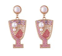 HIJONES Orecchini a Bottone per Donna con Calice da Vino alla Frutta in Zirconia Cubica Gioielli Personalizzati con Ornamento per Orecchie Esagerato Stile 1