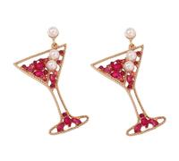 HIJONES Orecchini a Bottone per Donna con Calice da Vino in Zirconia Cubica Gioielli Personalizzati con Ornamento per Orecchie Esagerato Stile 1