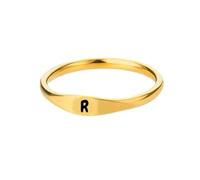 HIJONES Oro Anelli Iniziali per Le Donne Degli Uomini Impilabile A-Z Alfabeto Iniziale Lettera Dainty Anello Gioielli R Misura 12