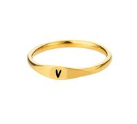 HIJONES Oro Anelli Iniziali per Le Donne Degli Uomini Impilabile A-Z Alfabeto Iniziale Lettera Dainty Anello Gioielli V Misura 12