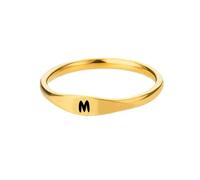 HIJONES Oro Anelli Iniziali per Le Donne Degli Uomini Impilabile A-Z Alfabeto Iniziale Lettera Dainty Anello Gioielli M Misura 12