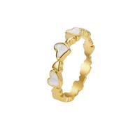 HIJONES Oro Argento Placcato Cuore Impilabili Anelli per Donne Delicato Amore Cuore Band Anello Acciaio Inossidabile Statement Anello Gioielli Regalo San Compleanno Bianco Taglia 17