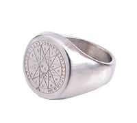 HIJONES Regali per Gli Uomini,Anelli retrò in Acciaio Inossidabile,Misterioso Anello della Bussola,Regali per l'anniversario di Natale Argento 02 Taglia 15