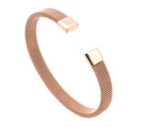 HIJONES Unisex Acciaio Inox Intreccio Tessitura Intrecciato Bracciale Aperto Largo Maglia Catena Fascia Polso Allungabile Flessibile Polsino Oro Rosa 8MM