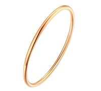 HIJONES Unisex Acciaio Inox Rotondo Sottile Impilato Bracciale Solido Semplice Lucidato Braccialetto Regalo Amore Oro Rosa (W-3MM, D-60CM)