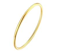 HIJONES Unisex Acciaio Inox Rotondo Sottile Impilato Bracciale Solido Semplice Lucidato Braccialetto Regalo Amore Oro (W-2MM, D-60CM)