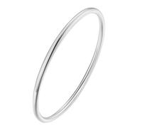 HIJONES Unisex Acciaio Inox Rotondo Sottile Impilato Bracciale Solido Semplice Lucidato Braccialetto Regalo Amore Argento (W-3MM, D-65CM)
