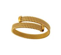 HIJONES Unisex Acciaio Inox Tessitura Intrecciato Bracciale Aperto Largo Maglia Catena Fascia Polso Allungabile Flessibile Polsino Oro