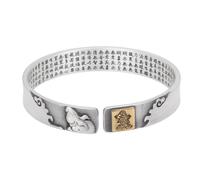 HIJONES Unisex Acciaio Inox Zodiaco Buddha Compleanno Bracciale Aperto Sei Parole Verità Fortuna Cuore Amore Braccialetto Polso Coniglio