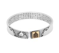 HIJONES Unisex Acciaio Inox Zodiaco Buddha Compleanno Bracciale Aperto Sei Parole Verità Fortuna Cuore Amore Braccialetto Polso Ratto