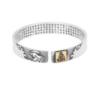 HIJONES Unisex Acciaio Inox Zodiaco Buddha Compleanno Bracciale Aperto Sei Parole Verità Fortuna Cuore Amore Braccialetto Polso Gallina