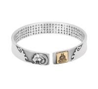 HIJONES Unisex Acciaio Inox Zodiaco Buddha Compleanno Bracciale Aperto Sei Parole Verità Fortuna Cuore Amore Braccialetto Polso Capra